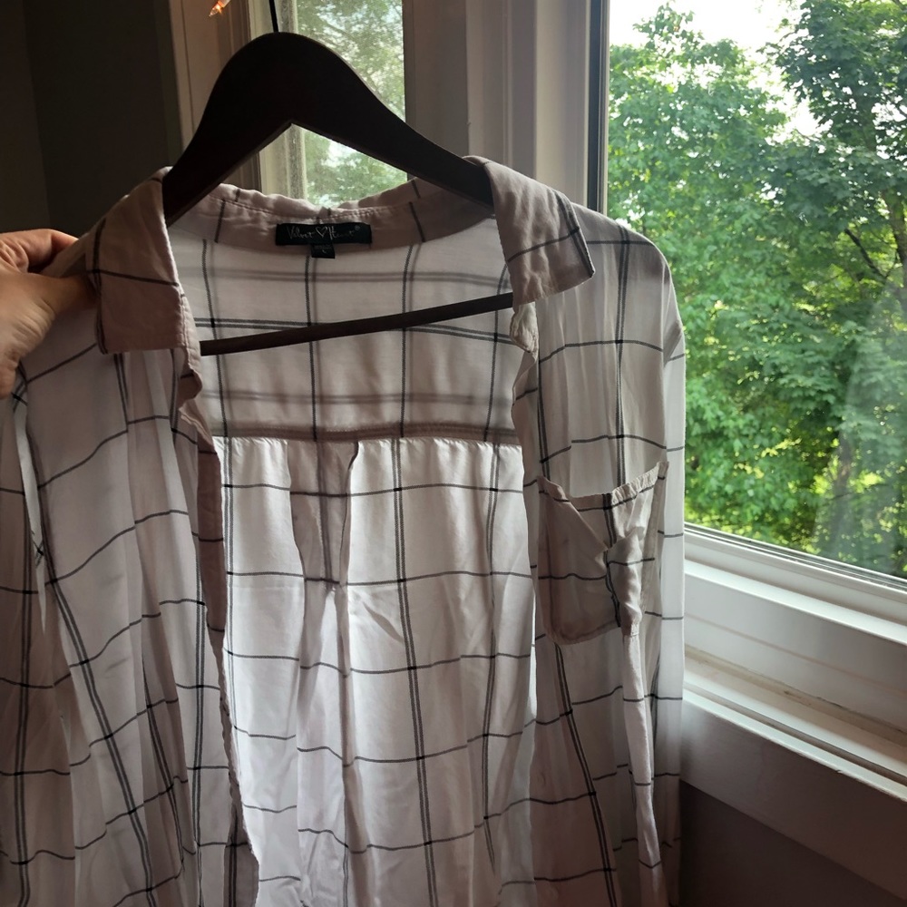 White and Black flannel blouse